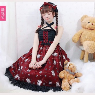 Devil Bear Gothic Lolita Style Dress JSK by JingYueFang (YJ01)